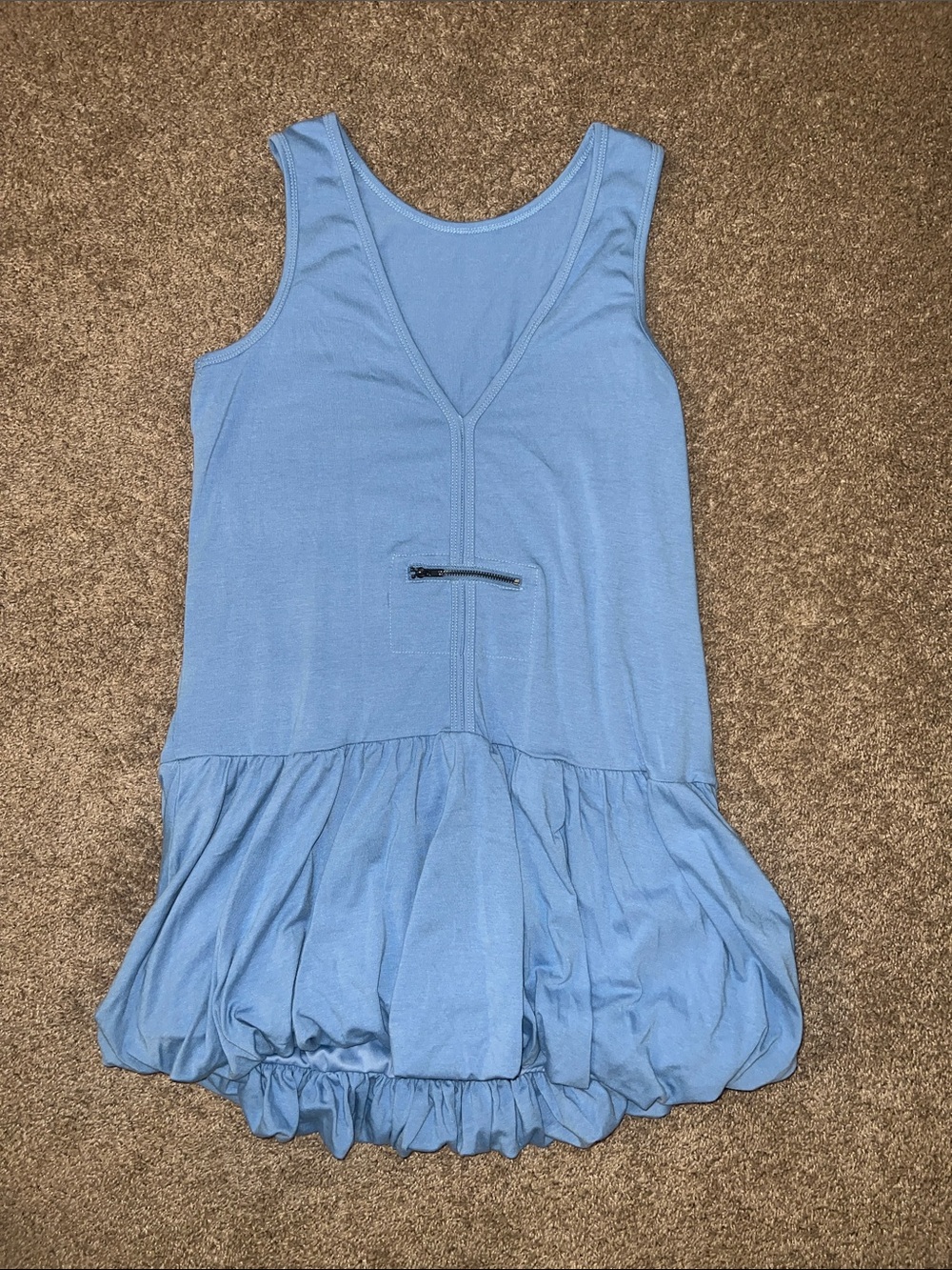 Light Blue Sleeveless Oversize Bubble Hem Tank Dress